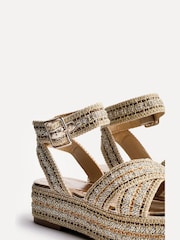 Linzi Gold Kiana Embellished Raffia Flatform Sandals - Image 4 of 5