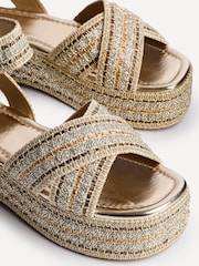 Linzi Gold Kiana Embellished Raffia Flatform Sandals - Image 5 of 5
