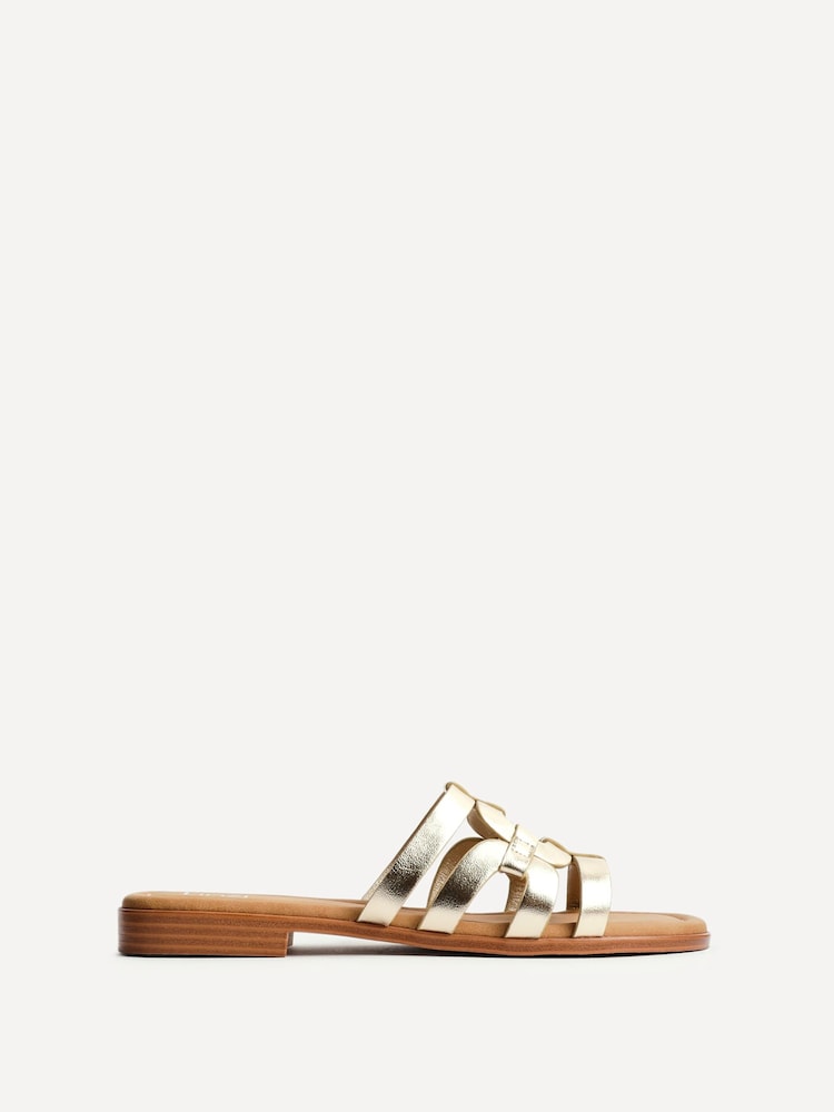 Linzi Gold Lupita Cut-Out Strappy Flat Sandals - Image 2 of 5 Linzi Gold Lupita Cut-Out Strappy Flat Sandals - Image 2 of 5