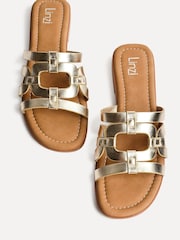 Linzi Gold Lupita Cut-Out Strappy Flat Sandals - Image 4 of 5