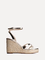 Linzi Gold Tequila Cross-Over Strapped Wedges - Image 2 of 5