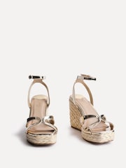 Linzi Gold Tequila Cross-Over Strapped Wedges - Image 3 of 5
