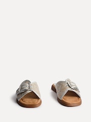 Linzi Silver Zuma Front Buckle Strap Flat Sandals - Image 4 of 6