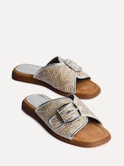 Linzi Silver Zuma Front Buckle Strap Flat Sandals - Image 5 of 6
