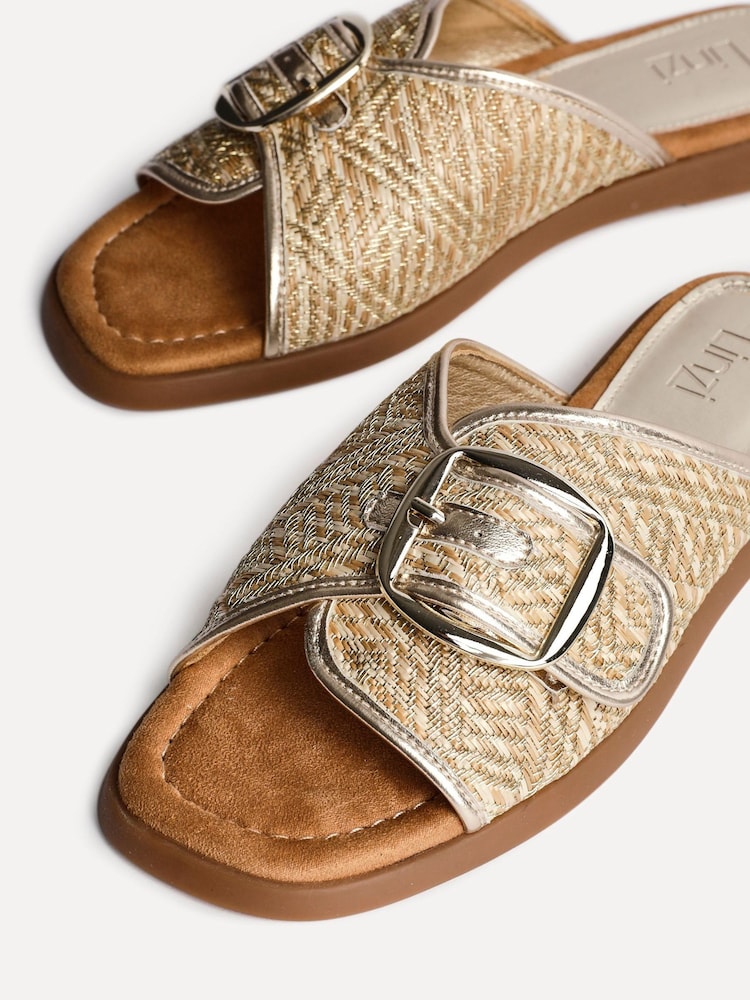 Linzi Gold Zuma Front Buckle Strap Flat Sandals - Image 5 of 5