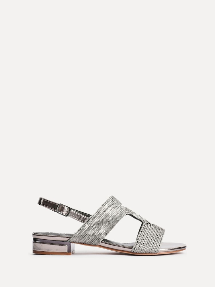 Linzi Silver Reeva Woven Front Slingback Flat Sandals - Image 2 of 5