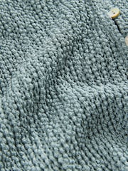 Blue Textured Long Sleeve Button Through Cardigan - Image 7 of 8