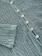 Blue Textured Long Sleeve Button Through Cardigan - Image 8 of 8