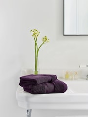 Jasper Conran London Purple Zero Twist Lightweight Soft Fast Drying 100% Cotton Towel - Image 2 of 5