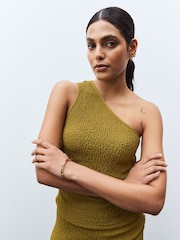 Olivgrün - Texture One Shoulder Top - Image 1 of 5