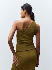 Olivgrün - Texture One Shoulder Top - Image 4 of 5