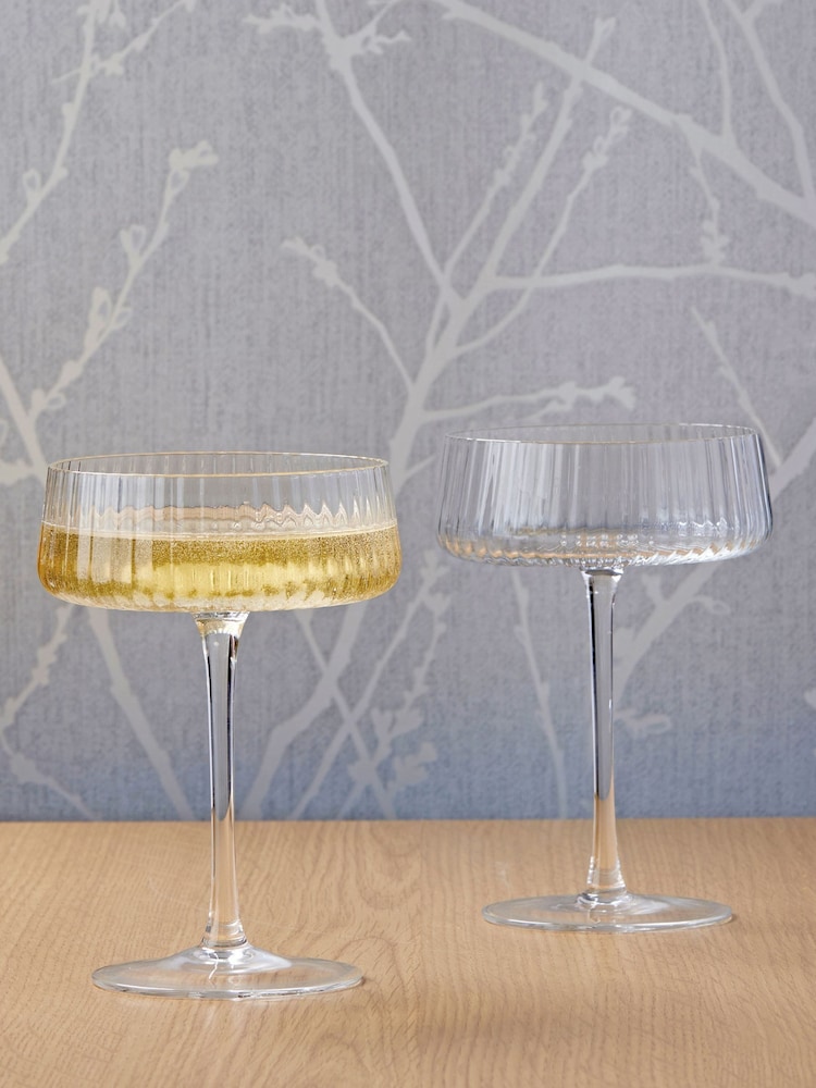 Anton Studio Designs Clear Set of 2 Empire Champagne Set of 2 Champagne Saucers Saucers - Image 1 of 5