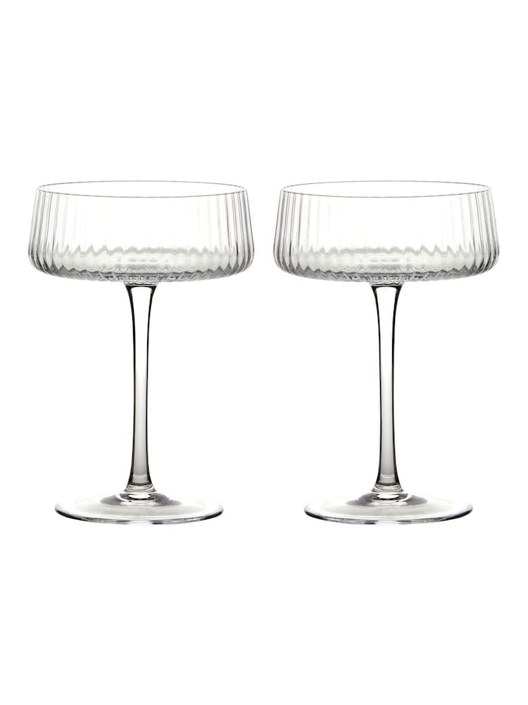 Anton Studio Designs Clear Set of 2 Empire Champagne Set of 2 Champagne Saucers Saucers - Image 2 of 5