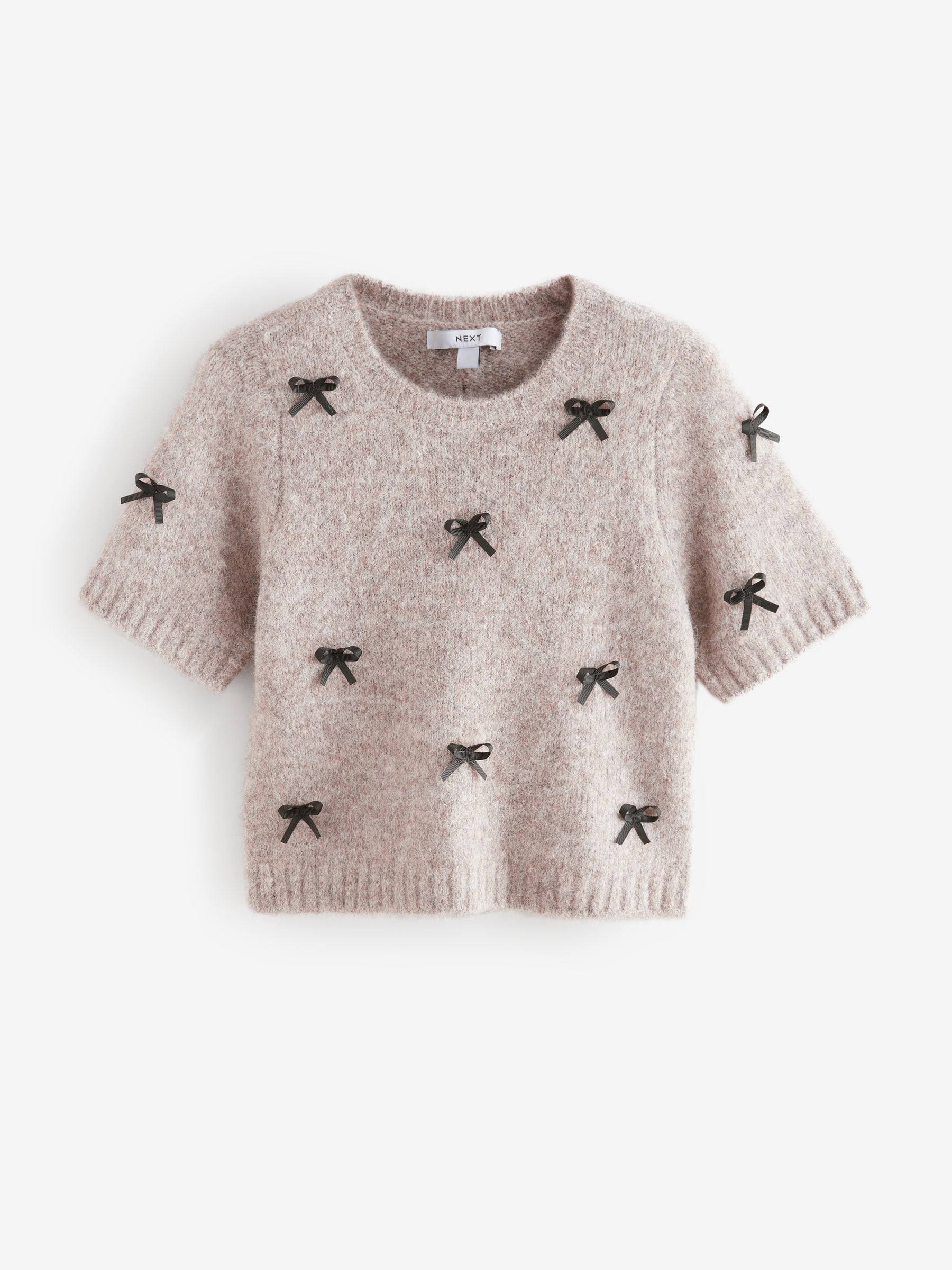 Buy Mole Bow Short Sleeve Crew Neck Jumper With Wool from