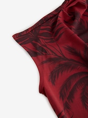 Red/Black Palm Drape Asymmetric One Shoulder Top - Image 8 of 8