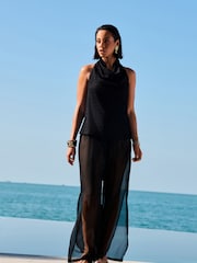 Black Texture Hater Neck Top - Image 2 of 7