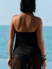 Black Texture Hater Neck Top - Image 3 of 7