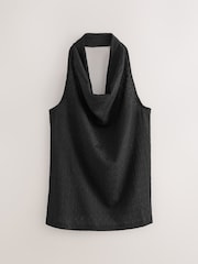 Black Texture Hater Neck Top - Image 5 of 7