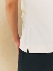 Ecru Drape Asymmetric One Shoulder Top - Image 6 of 9