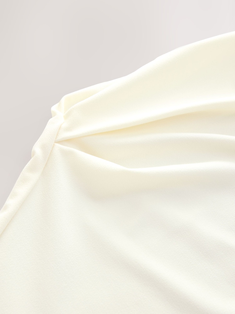 Ecru Drape Asymmetric One Shoulder Top - Image 9 of 9