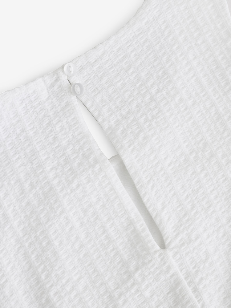 White 100% Cotton Sleeveless Bubble Hem Top - Image 7 of 7