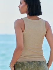 Gold Ribbed Racer Tank - Image 3 of 7