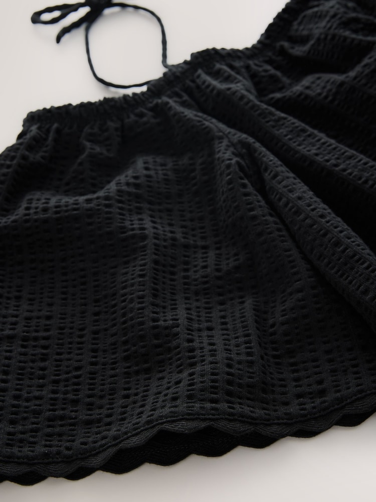 Black Strappy Bardot Short Sleeve 100% Cotton Top - Image 7 of 7
