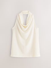 Ecru Texture Hater Neck Top - Image 5 of 7