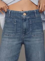 Anthropologie Blue Petite Maeve The Colette Denim Cropped Wide Leg Jeans - Image 4 of 5