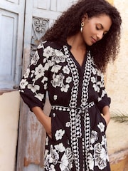Love & Roses Black Mini Shirt Dress - Image 2 of 4
