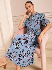 Love & Roses Blue Animal Shirt Dress - Image 2 of 4