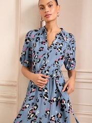 Love & Roses Blue Animal Shirt Dress - Image 3 of 4