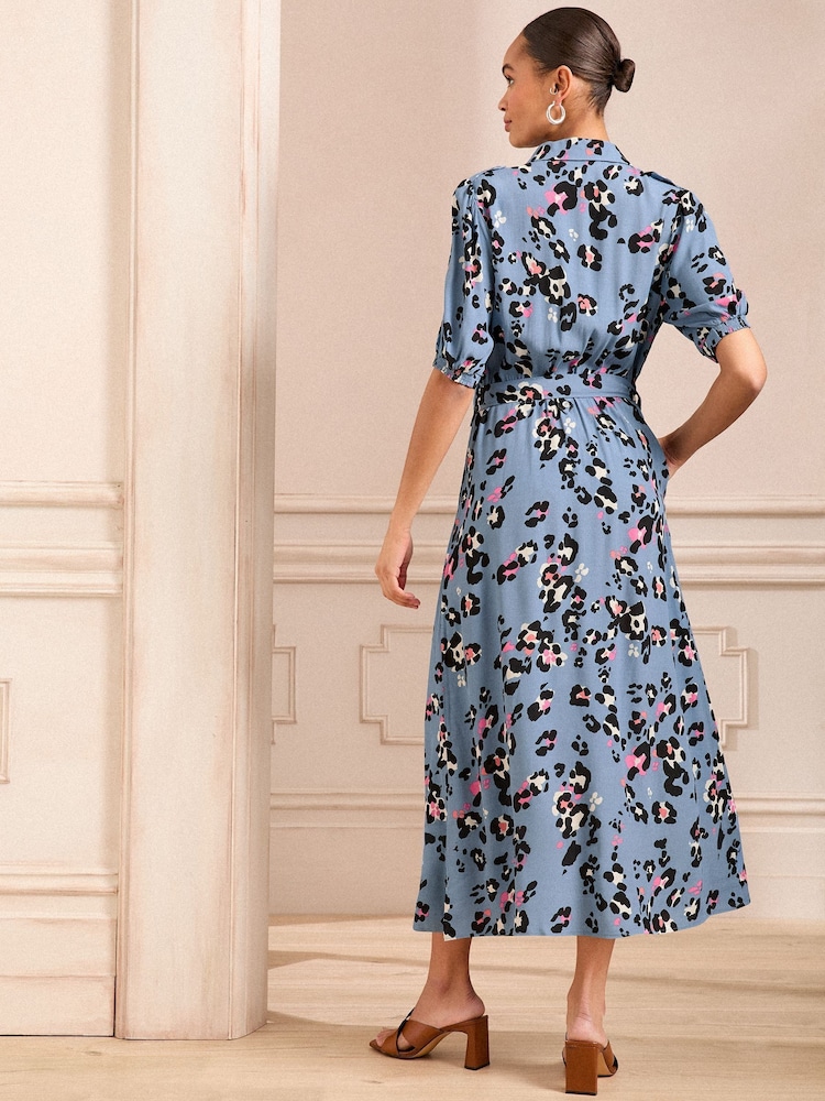 Love & Roses Blue Animal Shirt Dress - Image 4 of 4