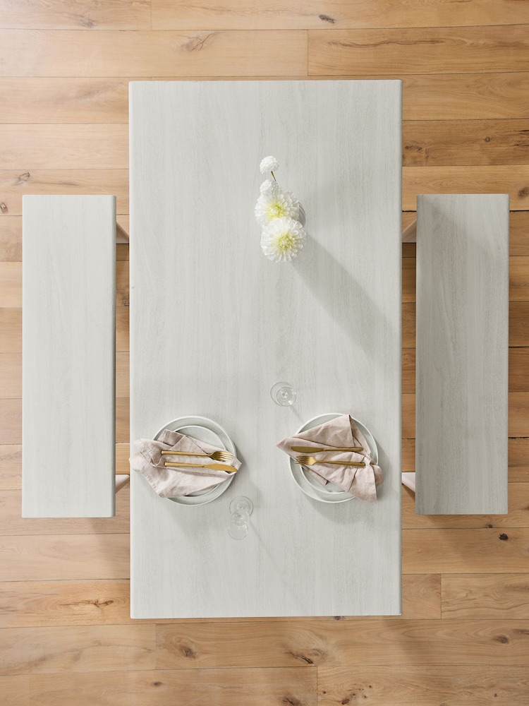 Light Natural Evie 4 Seater Dining Bench Set - Image 2 of 8