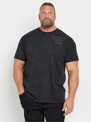 Negru - Tricou BadRhino Big & Tall Legendary Warriors cu imprimeu 100% bumbac - Image 1 of 4