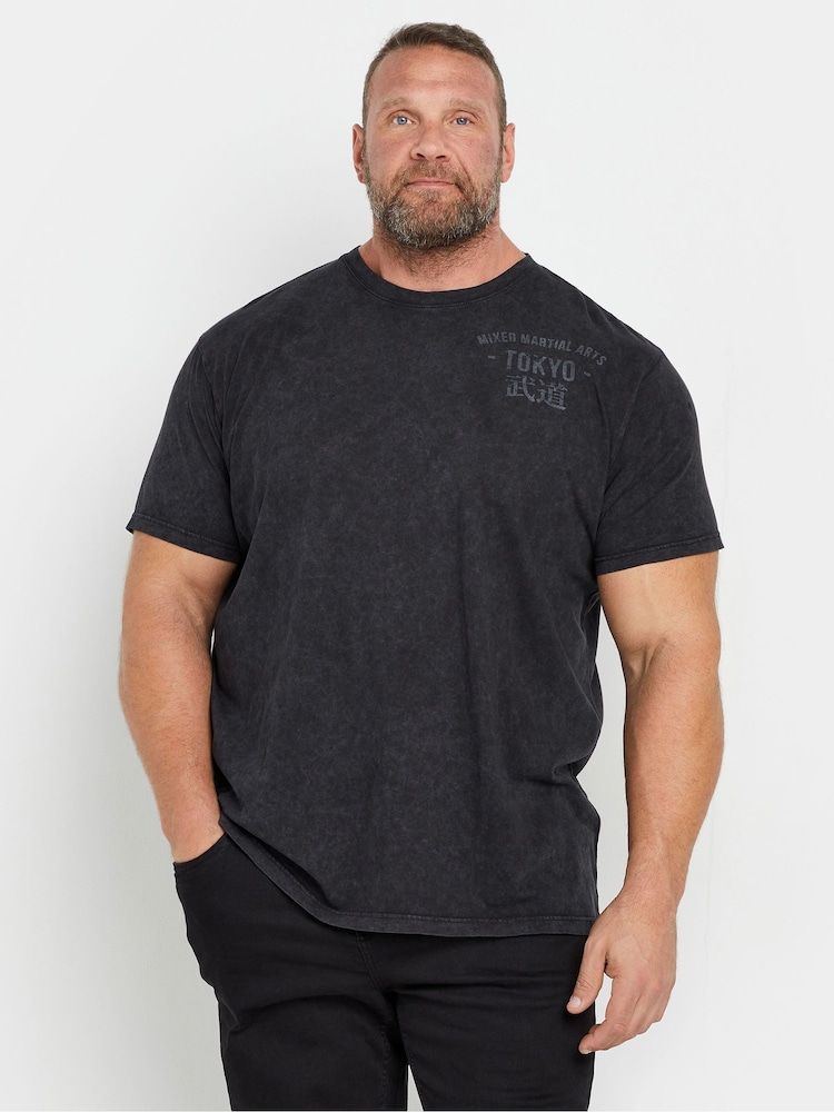 Negru - Tricou BadRhino Big & Tall Legendary Warriors cu imprimeu 100% bumbac - Image 1 of 4