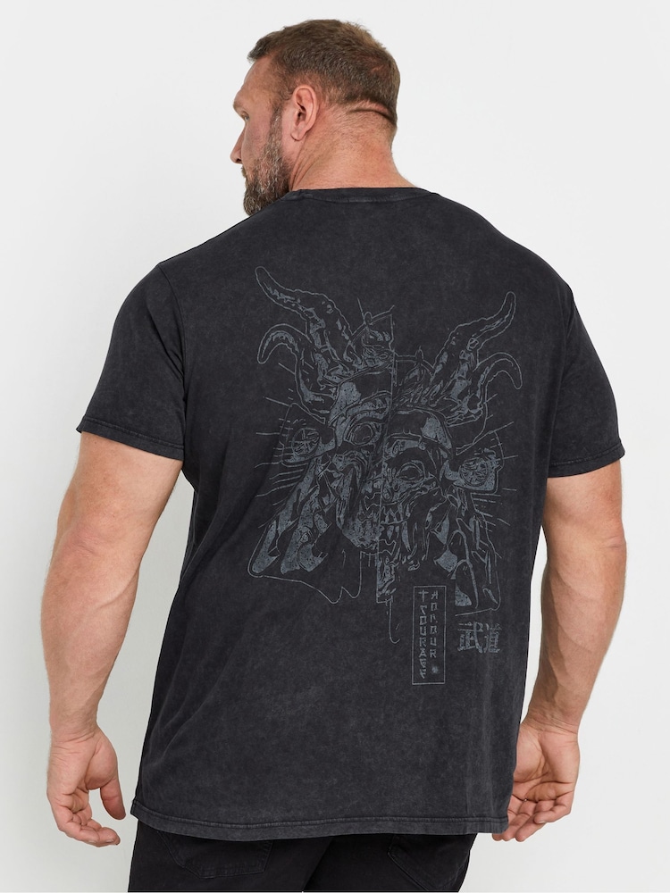 BadRhino Big & Tall Black Legendary Warriors Print 100% Cotton T-Shirt - Image 2 of 4 BadRhino Big & Tall Black Legendary Warriors Print 100% Cotton T-Shirt - Image 2 of 4