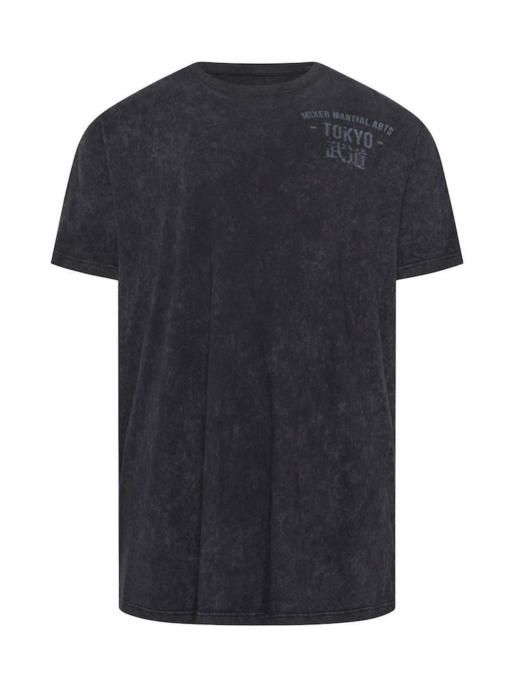 Negru - Tricou BadRhino Big & Tall Legendary Warriors cu imprimeu 100% bumbac - Image 3 of 4