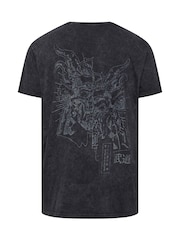 Negru - Tricou BadRhino Big & Tall Legendary Warriors cu imprimeu 100% bumbac - Image 4 of 4