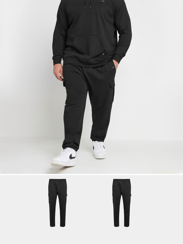 BadRhino Big & Tall Black Cargo Joggers 2 Packs - Image 1 of 7