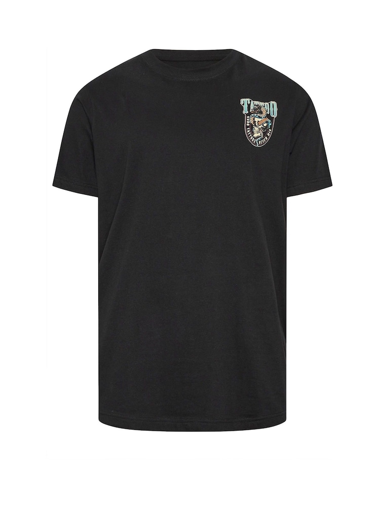 BadRhino Big & Tall Black 100% Cotton Tattoo Fest Graphic Print T-Shirt - Image 3 of 4