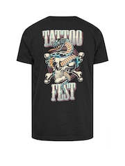 BadRhino Big & Tall Black 100% Cotton Tattoo Fest Graphic Print T-Shirt - Image 4 of 4