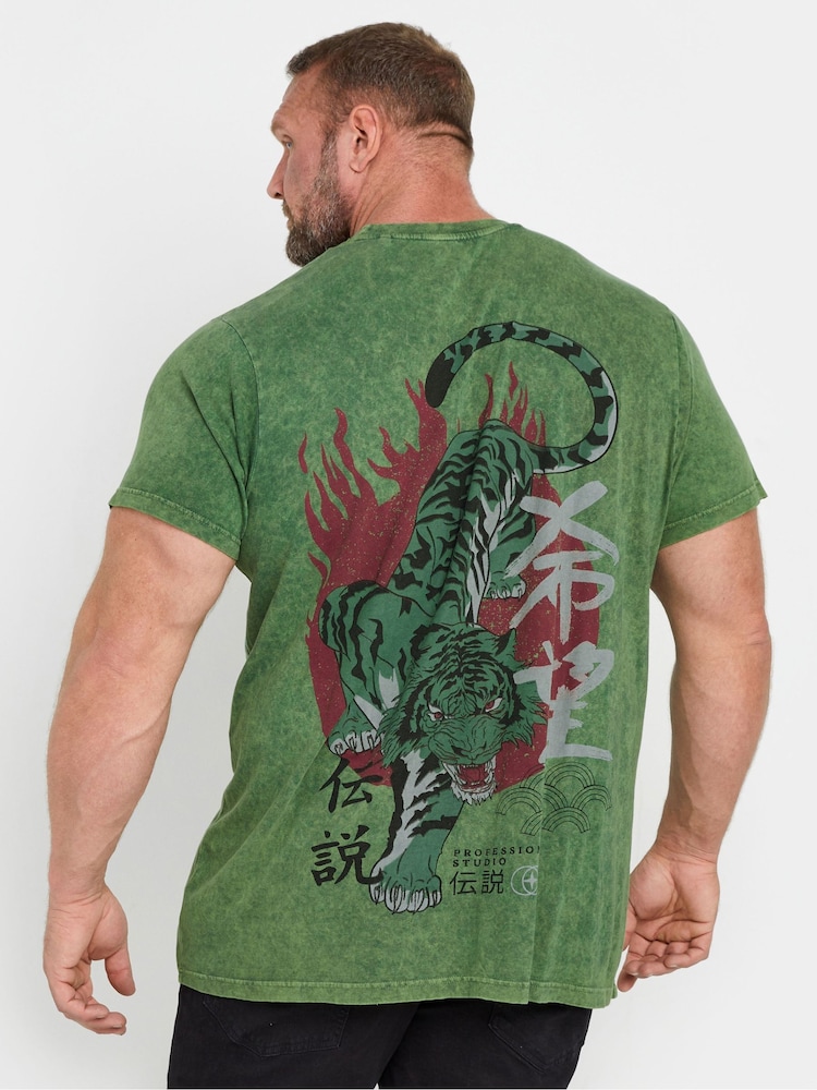BadRhino Big & Tall Green Legendary Warriors Print 100% Cotton T-Shirt - Image 2 of 4 BadRhino Big & Tall Green Legendary Warriors Print 100% Cotton T-Shirt - Image 2 of 4