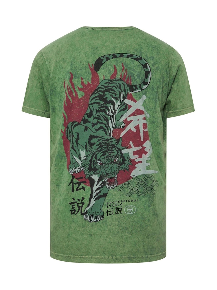 BadRhino Big & Tall Green Legendary Warriors Print 100% Cotton T-Shirt - Image 4 of 4