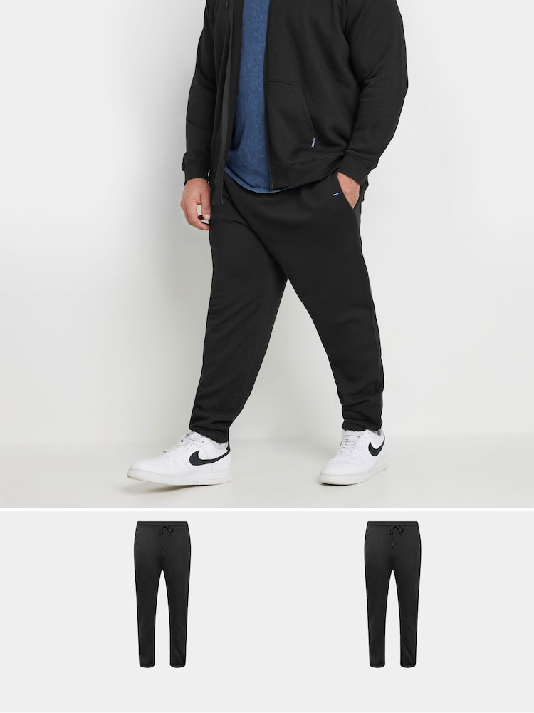 BadRhino Big & Tall Black Jersey Core Joggers 2 Pack - Image 1 of 6