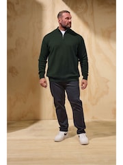 BadRhino Big & Tall Green Milano Quarter Zip 100% Cotton Jumper - Image 2 of 4