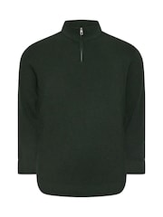 BadRhino Big & Tall Green Milano Quarter Zip 100% Cotton Jumper - Image 3 of 4