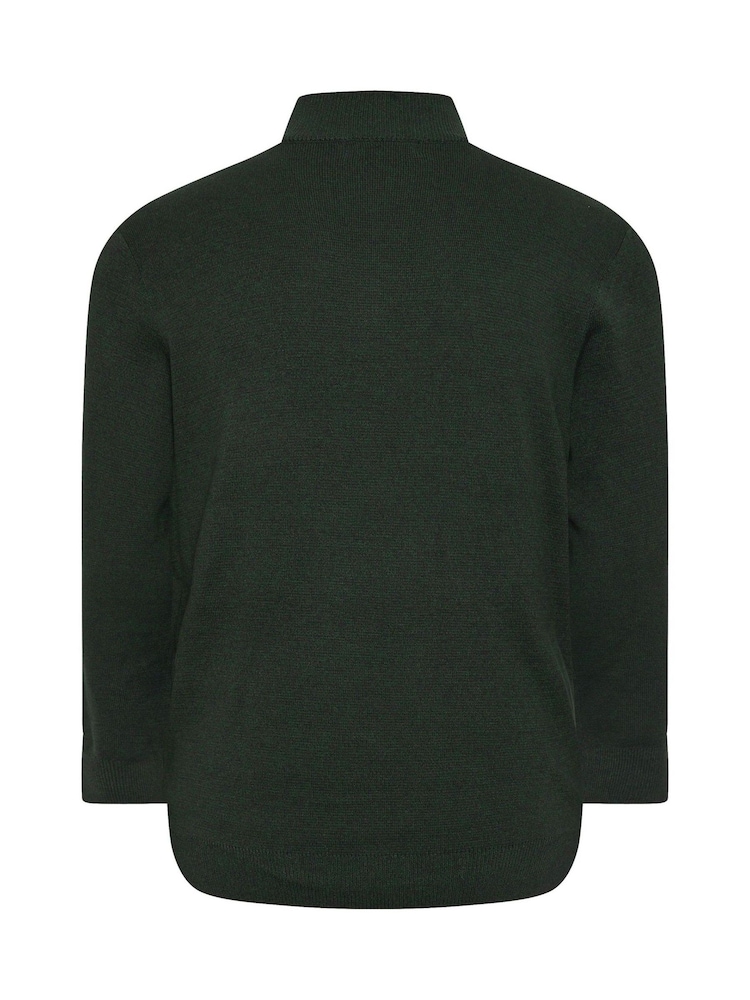BadRhino Big & Tall Green Milano Quarter Zip 100% Cotton Jumper - Image 4 of 4
