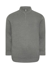 BadRhino Big & Tall Grey Milano Quarter Zip 100% Cotton Jumper - Image 2 of 3