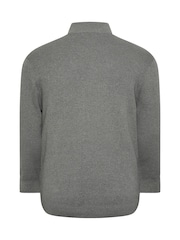 BadRhino Big & Tall Grey Milano Quarter Zip 100% Cotton Jumper - Image 3 of 3